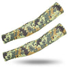 A pair of camouflage tactical arm sleeves shown diagonally against a white background.