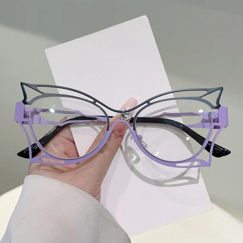Vintage Oversized Cat Eye Blue Light Glasses for Women