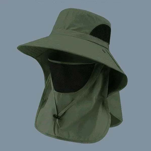 Wide Brim Bucket Hat with Neck Protection