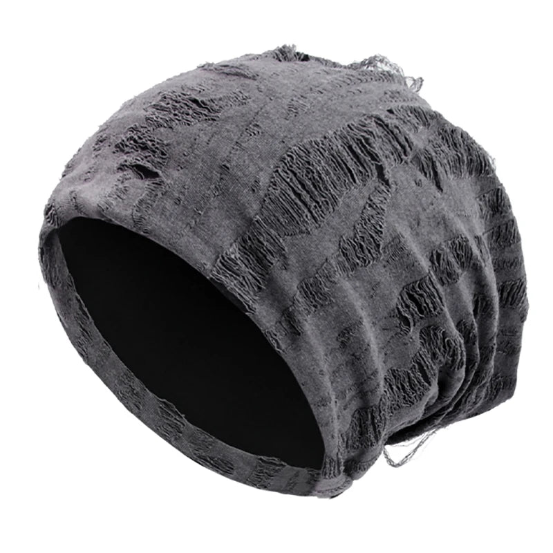 Retro Ripped Slouchy Beanie – Vintage Hip-Hop Skull Cap