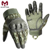 A pair of tactical PU leather finger gloves in olive green and black, shown from the side.