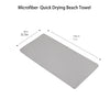 A gray microfiber quick-drying beach towel shown flat with dimensions of 80cm by 180cm.