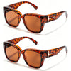 Brown tortoiseshell sunglasses with gold accents shown in a studio shot.