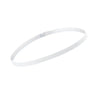 A white elastic sports headband is shown lying flat.