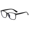 A pair of black elegant anti-blue light reading glasses viewed from the front.