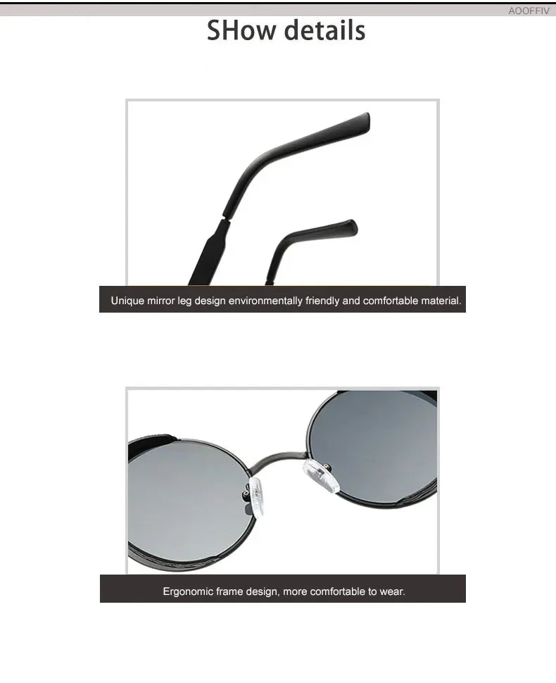Classic Round Metal Frame Sunglasses with UV400 Protection