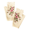 Embroidered Floral Bee Fingerless Gloves