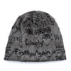 Vintage Letter Print Beanie Hat with Fleece Lining