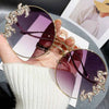 Women's Rhinestone Oversized Round Sunglasses with UV400 Protection
