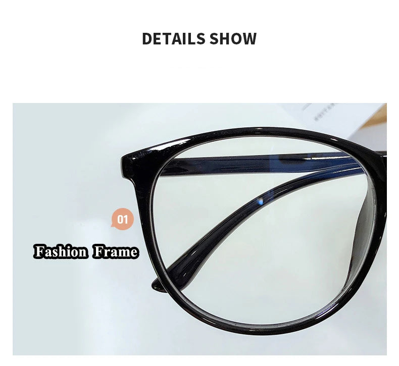 Women's Round Frame Blue Light Blocking Myopia Glasses
