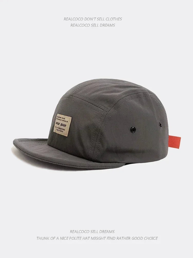 Quick-Dry 5-Panel Baseball Cap with Adjustable Strap
