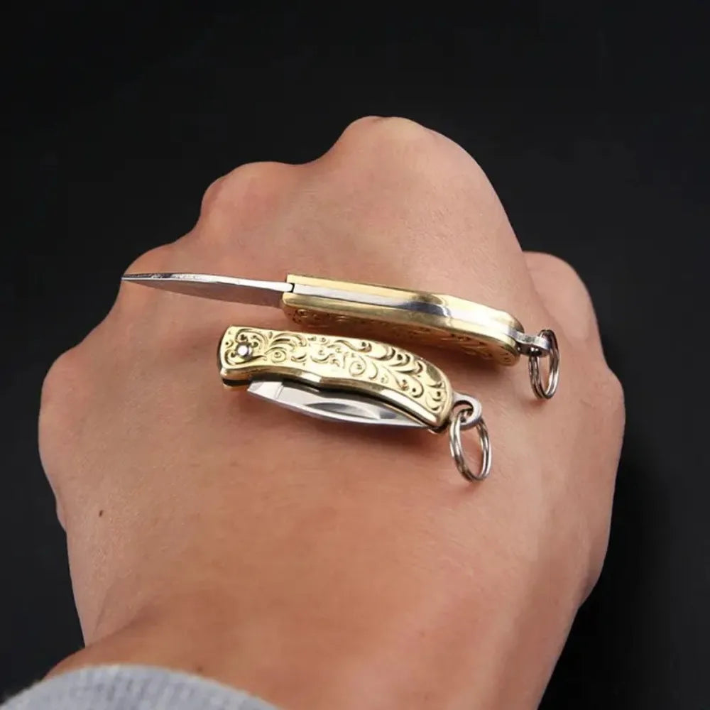 Brass Folding Knife Keychain