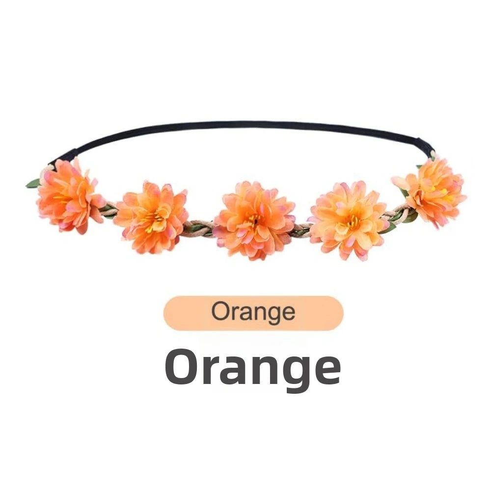 Orange floral rose wreath crown headpiece