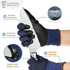 A close-up of a cut-resistant work glove showing features like nitrile coating and double-layer reinforcement.