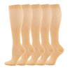 A set of beige medical grade compression socks for veins and sports