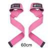 Pink gym wrist strap with black accents for enhanced grip and stability, measuring 60cm.
