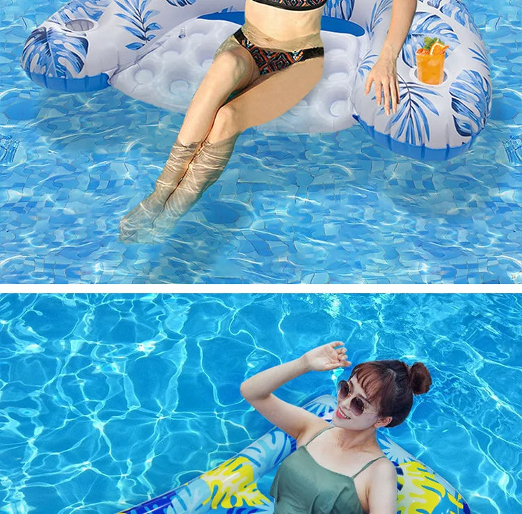Striped Inflatable Pool Hammock for Adults