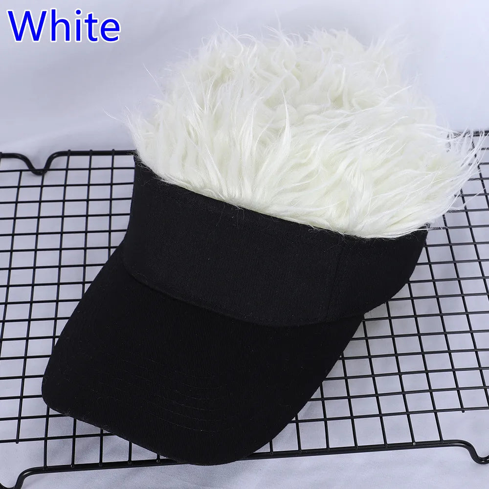 Adjustable Sun Visor with Realistic Hair Strands