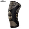 Black copper patterned knee compression sleeve for joint pain relief