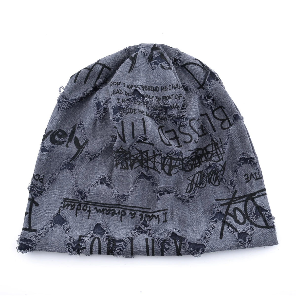 Vintage Letter Print Beanie Hat with Fleece Lining