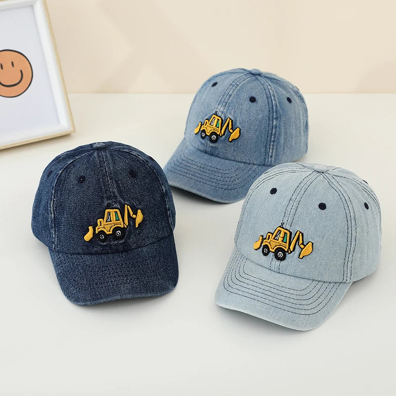 Kids' Bulldozer Baseball Cap - Soft Washed Cotton, Adjustable