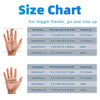 Size chart showing options for different sizes of goalkeeper gloves based on palm and hand dimensions
