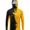Schwarzes und gelbes Herren-Outdoor-Sun-Protection Langarmshirt mit Kapuze