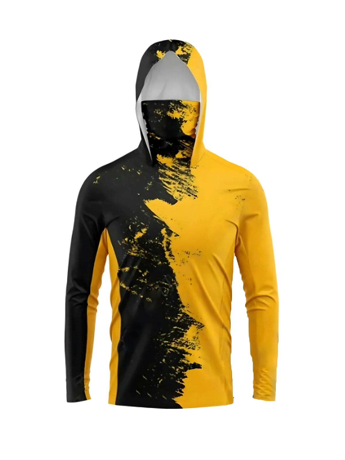 Schwarzes und gelbes Herren-Outdoor-Sonnen-Schutz Langarmshirt mit Kapuze