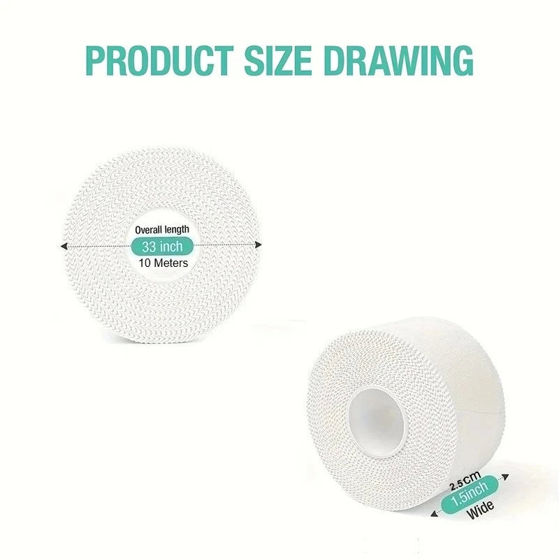 Product size drawing showing the dimensions of athletic training tape, including overall length and width.