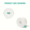 Product size drawing showing the dimensions of a sports tape roll, including overall length and width.