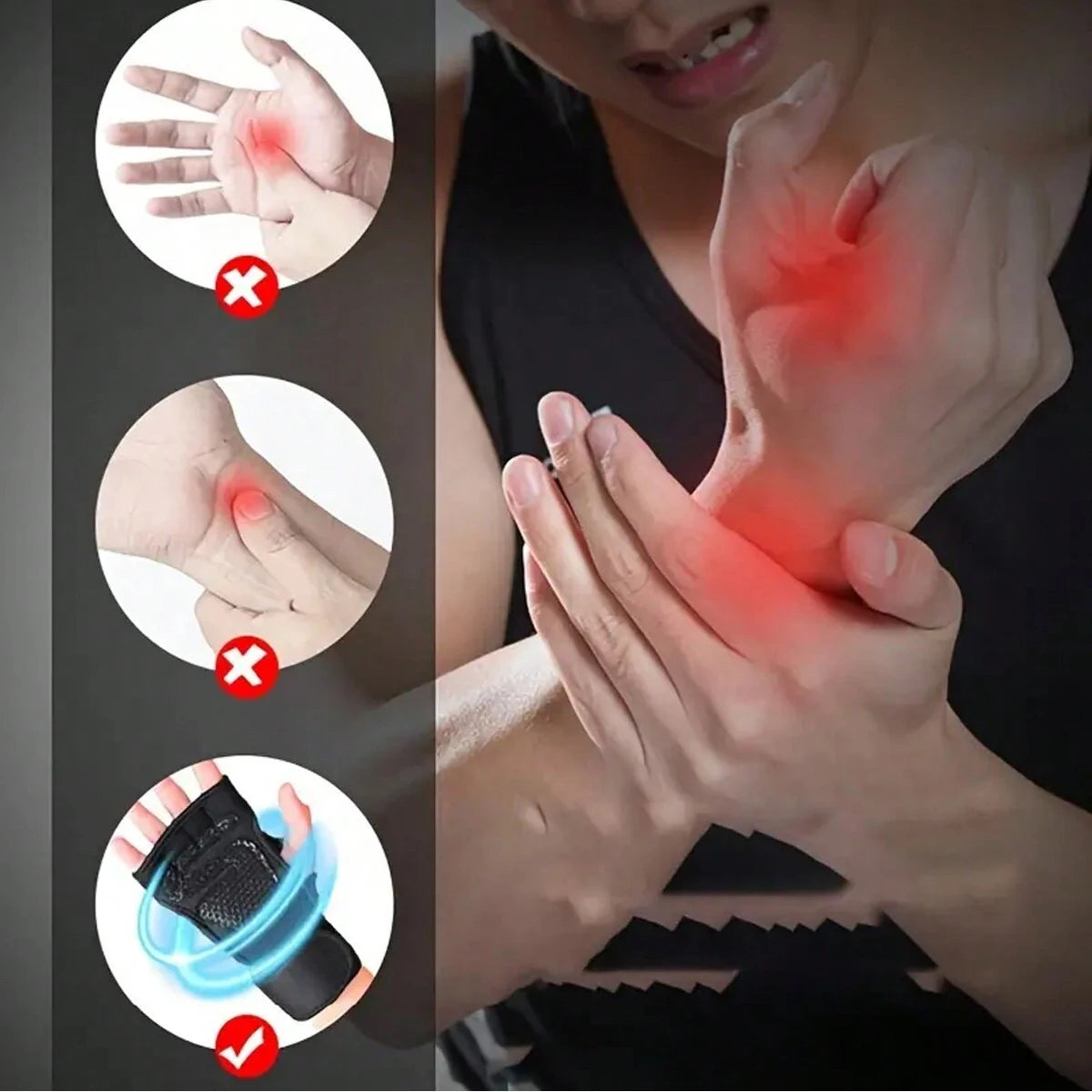 Demonstration of gym lifting workout gloves for hand and wrist protection showing proper and improper use.