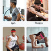 Four images showing people engaging in various activities like running, fitness training, playing a ball game, and yoga using