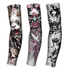 Three designs of ice silk tattoo sleeves featuring fierce and elegant female faces with floral accents.