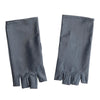 A pair of gray thin stretch elastane gloves shown flat.