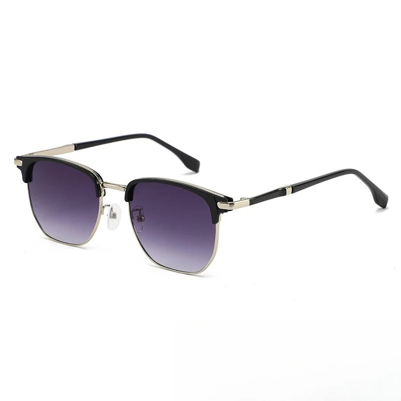 Vintage Half-Frame Sunglasses with UV400 Protection