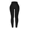 Leggings de yoga noirs à tricot uni, vue de face