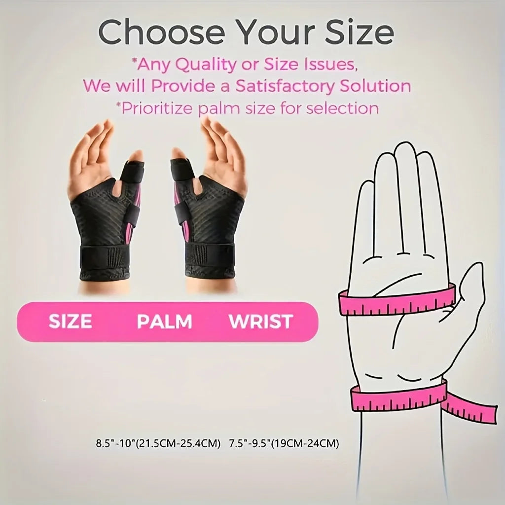 Imagen de una mano y muñeca con soporte, con opciones de talla para seleccionar.