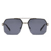 Gray retro double bridge aviator sunglasses with UV400 protection