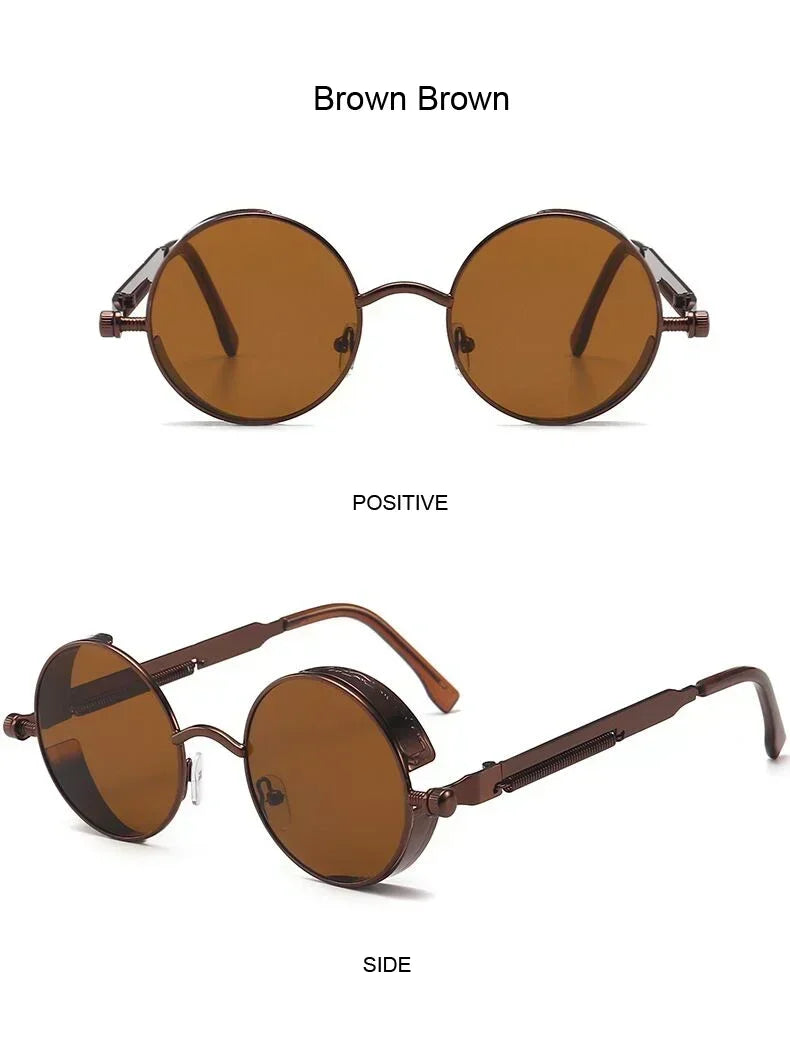 Retro Round Metal Sunglasses with UV400 Protection