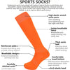Orangefarbene Knielange Sportsocken für Komfort, Atmungsaktivität und Leistung.
