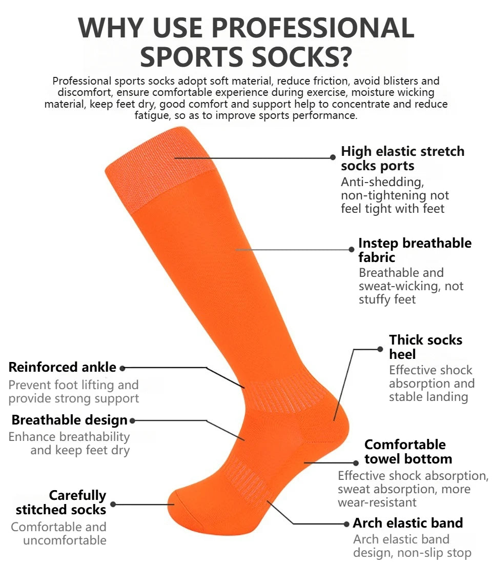 Orangefarbene Knielange Sportsocken für Komfort, Atmungsaktivität und Leistung.