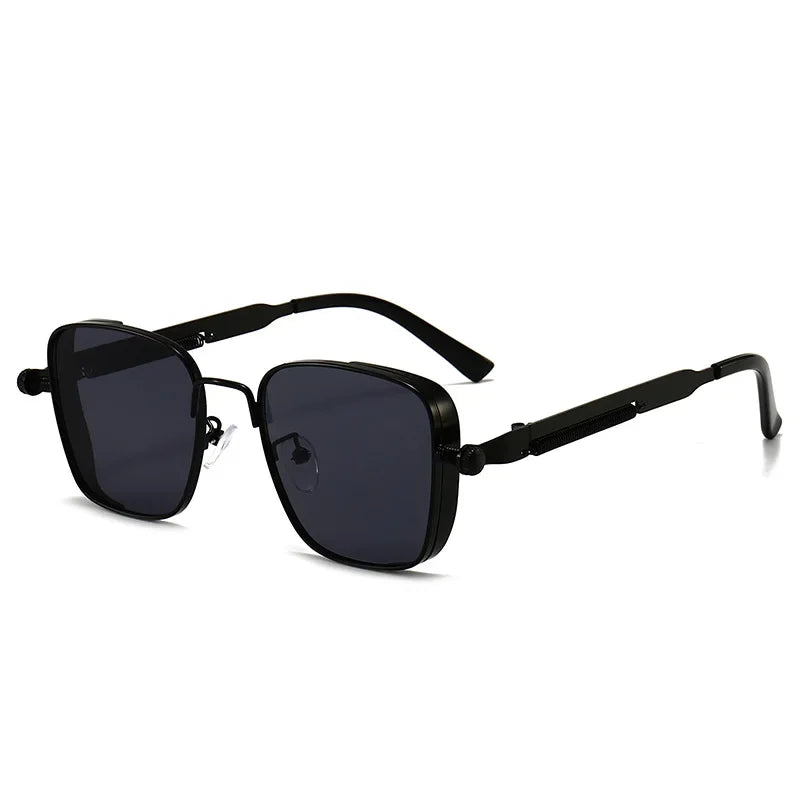 Vintage Steampunk Square Sunglasses with Metal Frame
