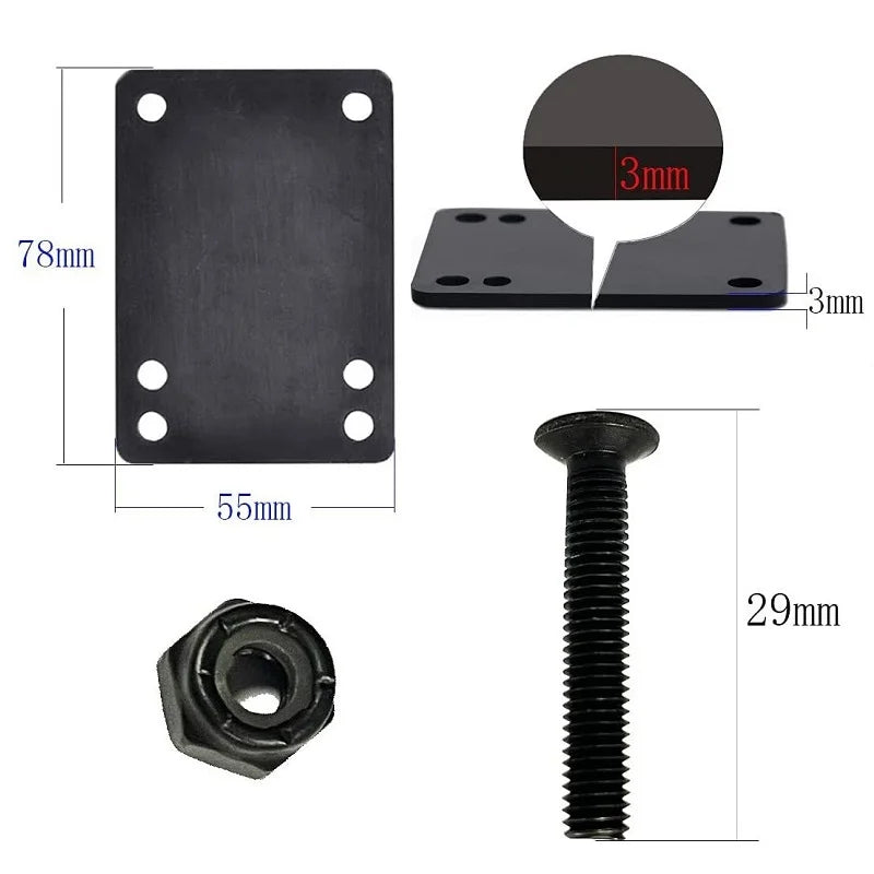PU Skateboard Riser Pads with Mounting Bolts