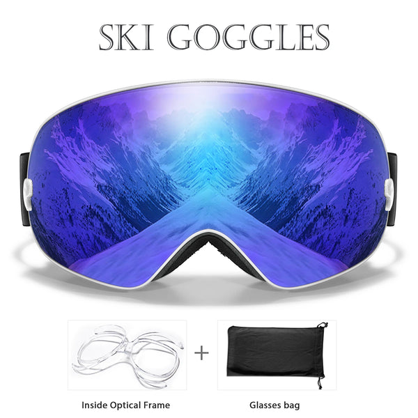 Outdoor Ski Goggles with Protective Case and Anti-Fog Lenses