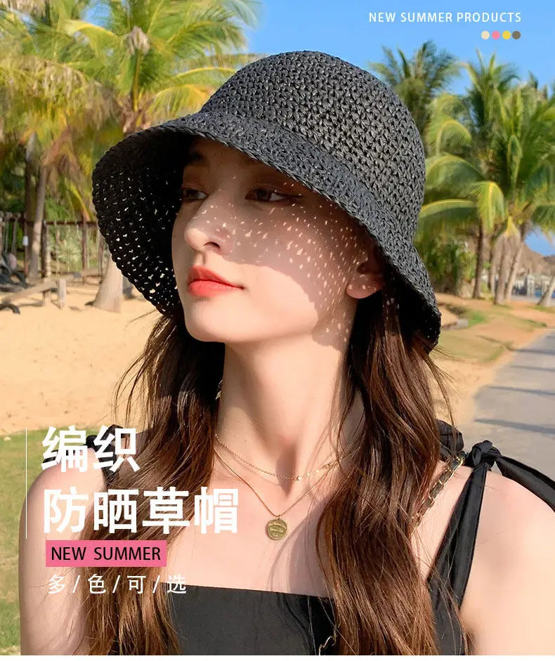 Handwoven Straw Sun Hat with Wide Brim