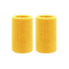 A pair of bright yellow dual sports wristbands for sweat absorption.