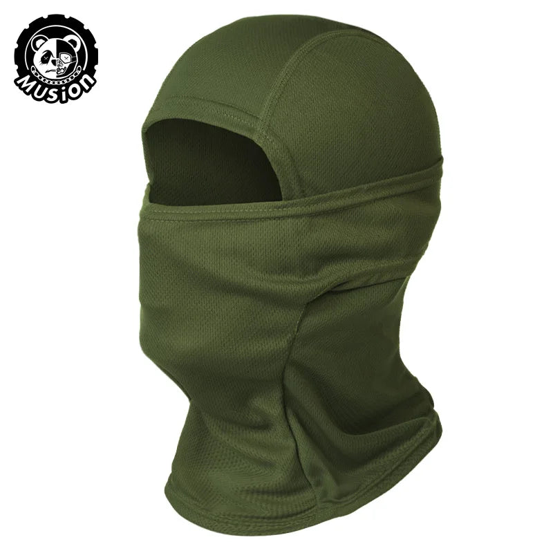 Olive green breathable mesh balaclava face mask for sun and dust protection