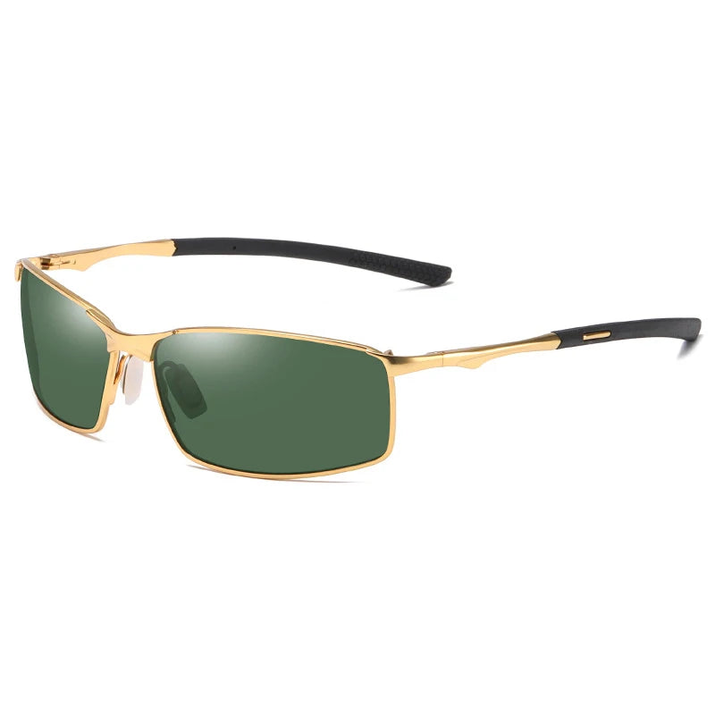 Polarized Square Sunglasses for Men with Metal Frame