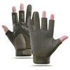 A pair of olive green tactical anti-slip outdoor gloves shown against a white background.