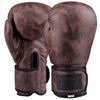 Pair of brown PU leather boxing gloves for MMA and Muay Thai